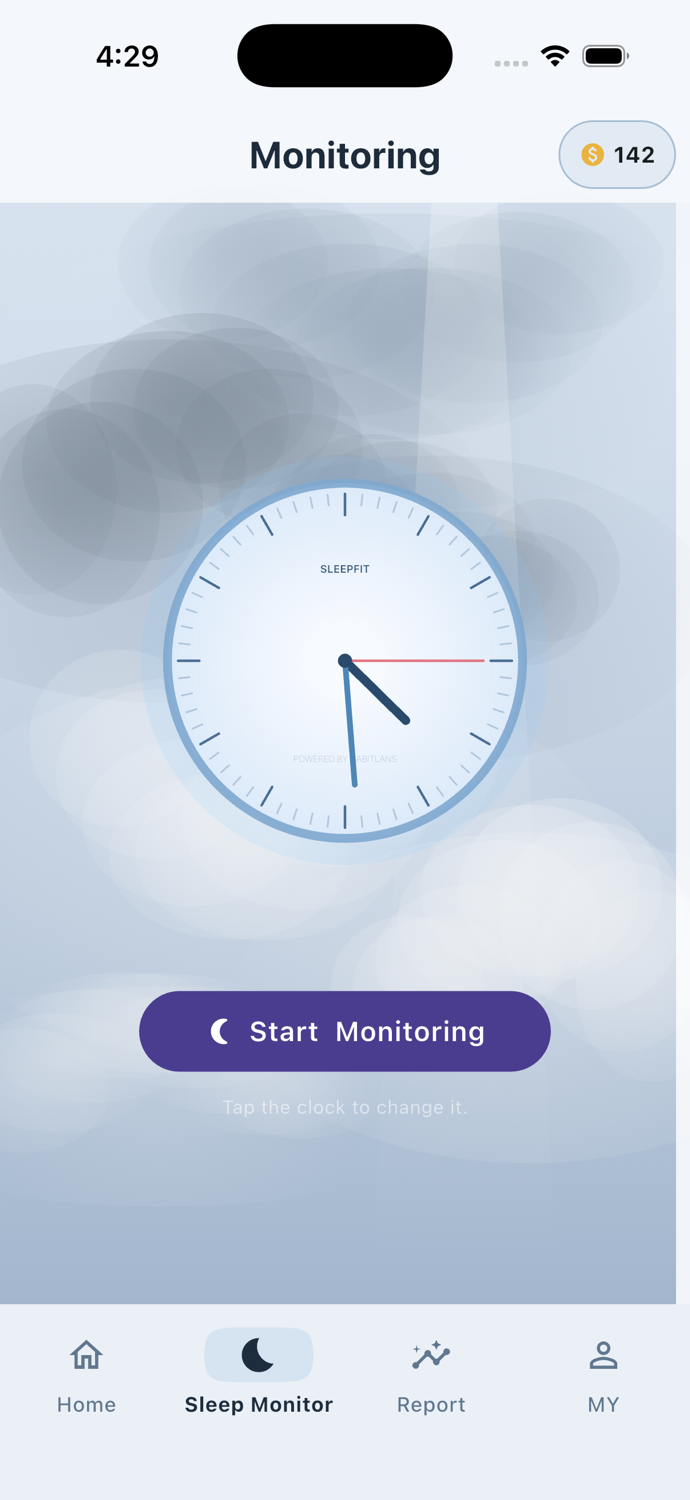 SleepFit home dashboard