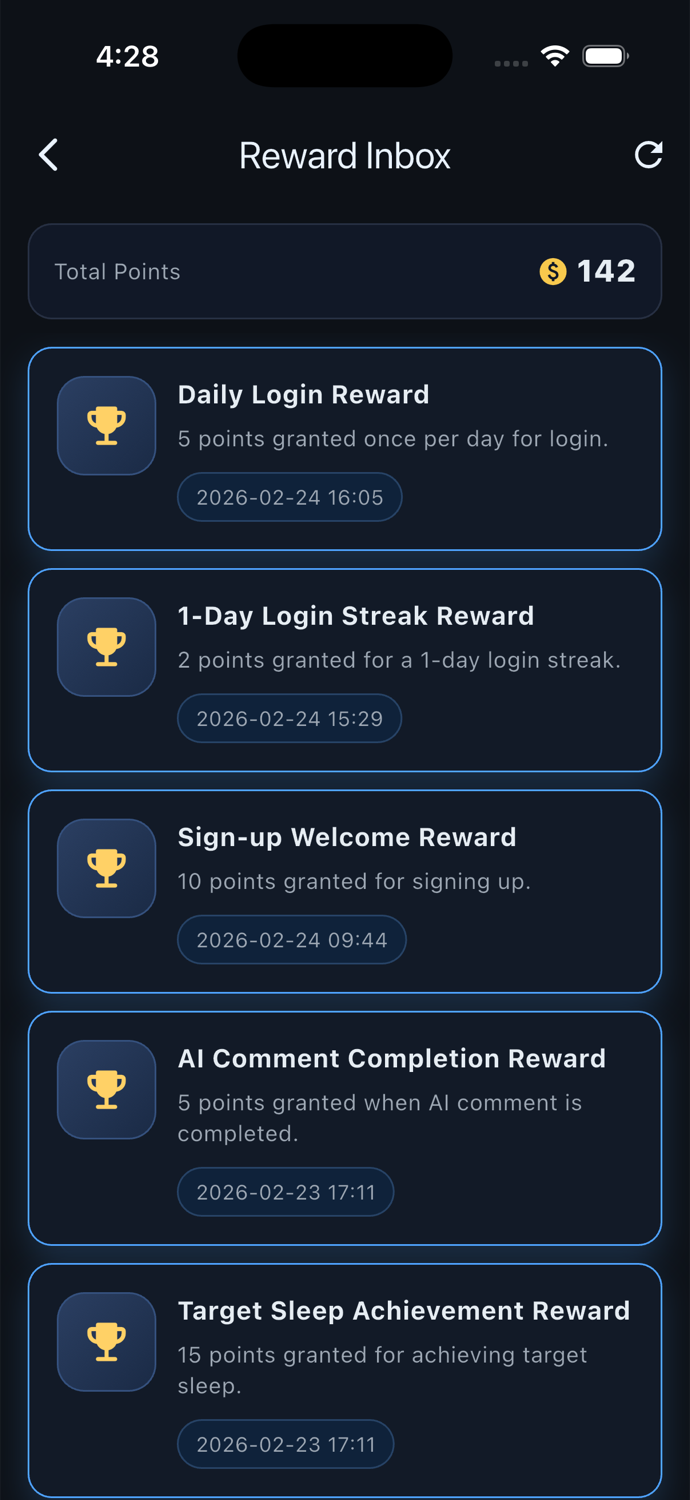 SleepFit rewards