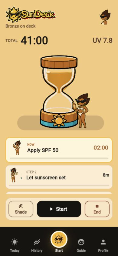 SunDeck live session timer